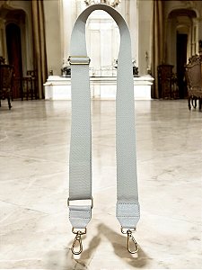 Alça gorgurão off white couro legítimo