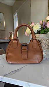 Bolsa meia lua camel couro legítimo