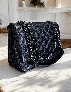 Bolsa inspiração preta couro