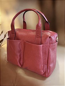 Bolsa 2 bolsos carmim couro legítimo
