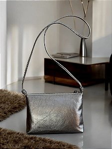 Bolsa carteira grafite couro legítimo