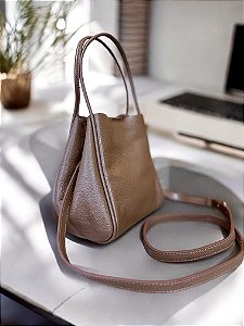 Bolsa bucket camel couro legítimo