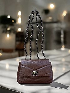 Bolsa luxo P café couro legítimo
