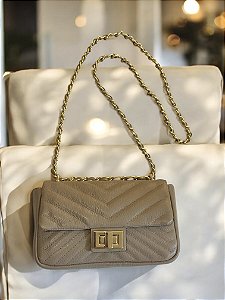 Bolsa Gisele nude couro legítimo