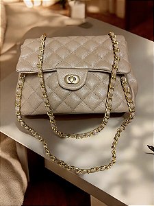 Bolsa afim paris nude couro legítimo