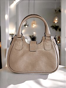 Bolsa meia lua bege couro legítimo
