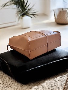 Bolsa couro legítimo caramelo grande