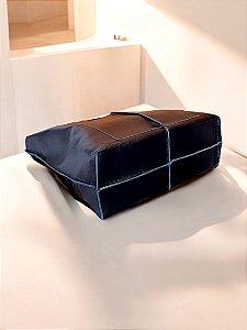 Bolsa couro legítimo preta grande