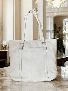 Bolsa 2 tiras off white couro legítimo