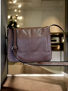 Bolsa envelope café couro legítimo