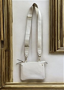 Bolsa 2 zíperes gelo couro legítimo