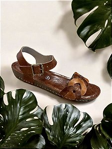 Sandália couro boho chique Andacco