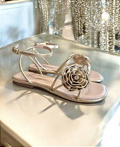 Rasteira ouro flor