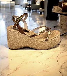 Sandália plataforma luxo bronze