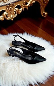 Slingback Paris preto salto fino