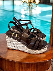 Sandália anabela Gaia chocolate