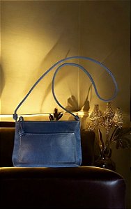 Bolsa couro legítimo marinho alça nó