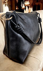 Bolsa Jane couro legítimo preta