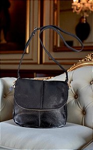 Bolsa Zíper couro legítimo preta