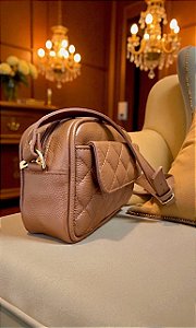 Bolsa Versales couro legítimo camel
