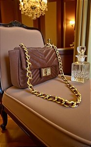 Bolsa Elegance couro legítimo café