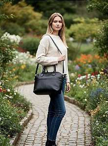 Bolsa executiva 100% couro preta