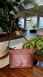 Bolsa 100% couro marron bolso frontal