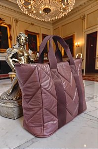 Bolsa 100% couro pelica café matelassê