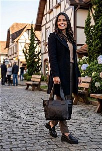 Bolsa Tote Couro Legítimo Premium Preta