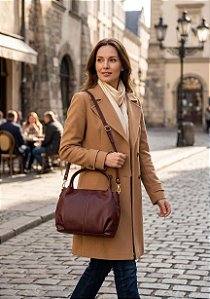Bolsa Satchel Cedro Couro Legítimo Nobre