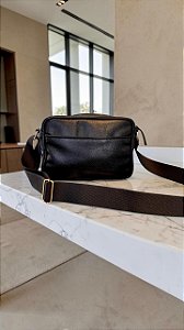 Bolsa Camera Bag Preta Couro Legítimo