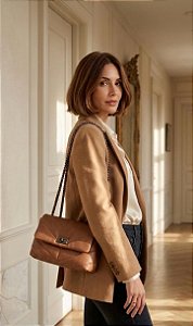 Bolsa Chevron Avelã Couro Legítimo Nobre