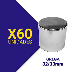 Capa de porca grega 32/33 Cromada Kit 60 Unidades