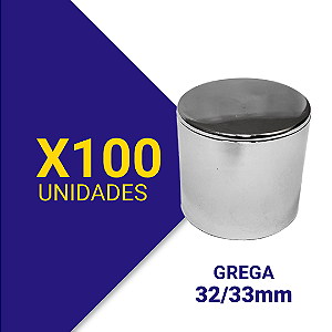 Capa de porca grega 32/33 Cromada Kit 100 Unidades