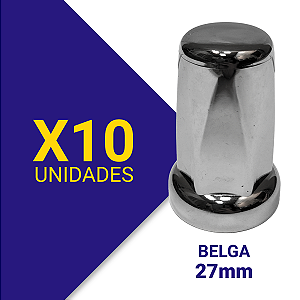 Capa de Porca Belga 27 Cromada Kit 10 Unidades