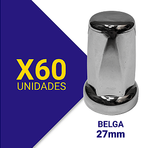 Capa de Porca Belga 27 Cromada Kit 60 Unidades