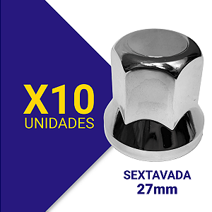 Capa de porca sextavada 27 cromada Kit 10 Unidades