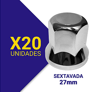 Capa de porca sextavada 27 cromada Kit 20 Unidades