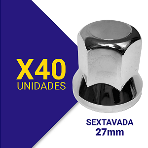 Capa de porca sextavada 27 cromada Kit 40 Unidades