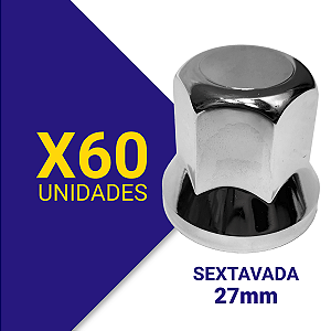 Capa de porca sextavada 27 cromada Kit 60 Unidades