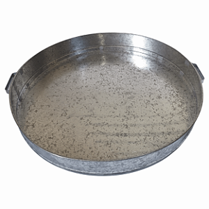 Bandeja Redonda Galvanizada com Alça - 60x8 cm