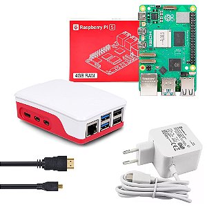 Kit Raspberry Pi 5 4GB Oficial, Case, Cooler, Dissipadores, Fonte, Cabo MicroHDMI