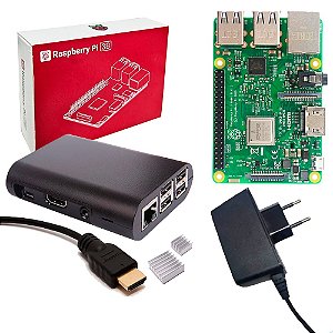 Kit Raspberry Pi 3 B Case Dissipadores Fonte Cabo HDMI