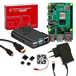 Kit Raspberry Pi 4 8GB Case Cooler Dissipadores Fonte Cabo MicroHDMI