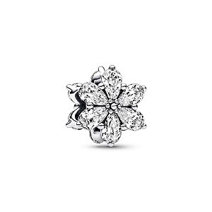 Berloque Separador Flor Brilhante Riqueza Prata 925 Legitima