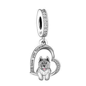 Berloque Pendente Husky Siberiano Em Prata Legítima 925