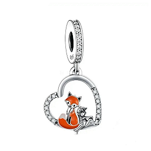 Berloque pendente Raposa Pequeno Príncipe prata 925 legítima
