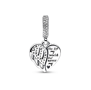 Berloque Pendente Coração e Anjo Em Prata Legítima 925