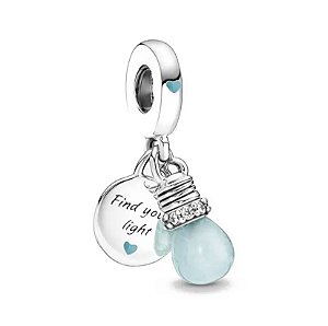 Berloque Lâmpada Encontre Sua Luz Brilha No Escuro Prata 925