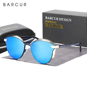 Óculos Feminino Barcur Lente Azul Gatinho Box